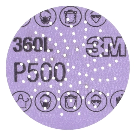 3M Abrasive Disc, 3 in Dia, Aluminum Oxide, P500 Grit 0-00-51141-20889-3